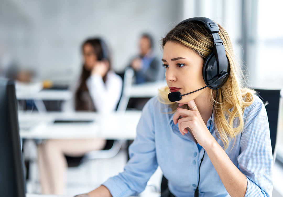A woman with a headset